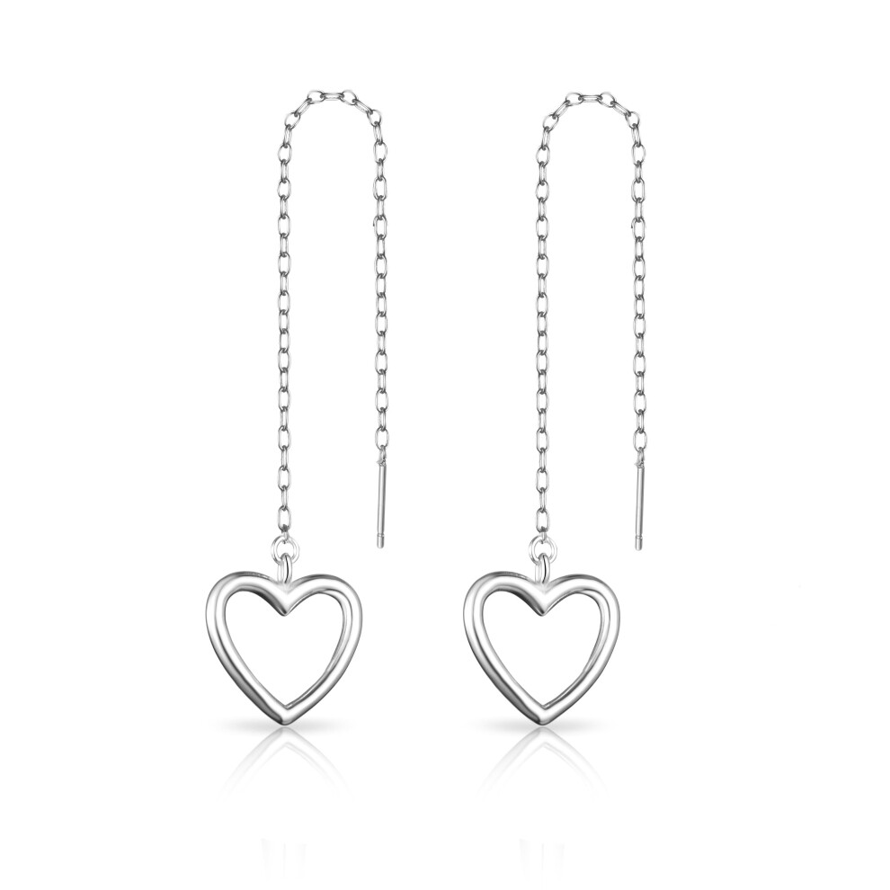Philip Jones Jewellery Sterling Heart Thread Earrings Silver