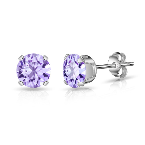 Philip Jones Jewellery Sterling Silver Provence Lavender Earrings Created with Zircondia Crystals