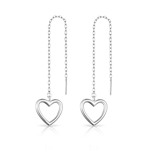 Philip Jones Jewellery Sterling Silver Heart Thread Earrings 1