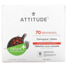 ATTITUDE-astianpesukonekapselit Luonnosta johdettu astianpesuaine Vegaaninen ja kasvipohjainen astianpesuainetabletit Fosfaatiton Hajusteeton 70
