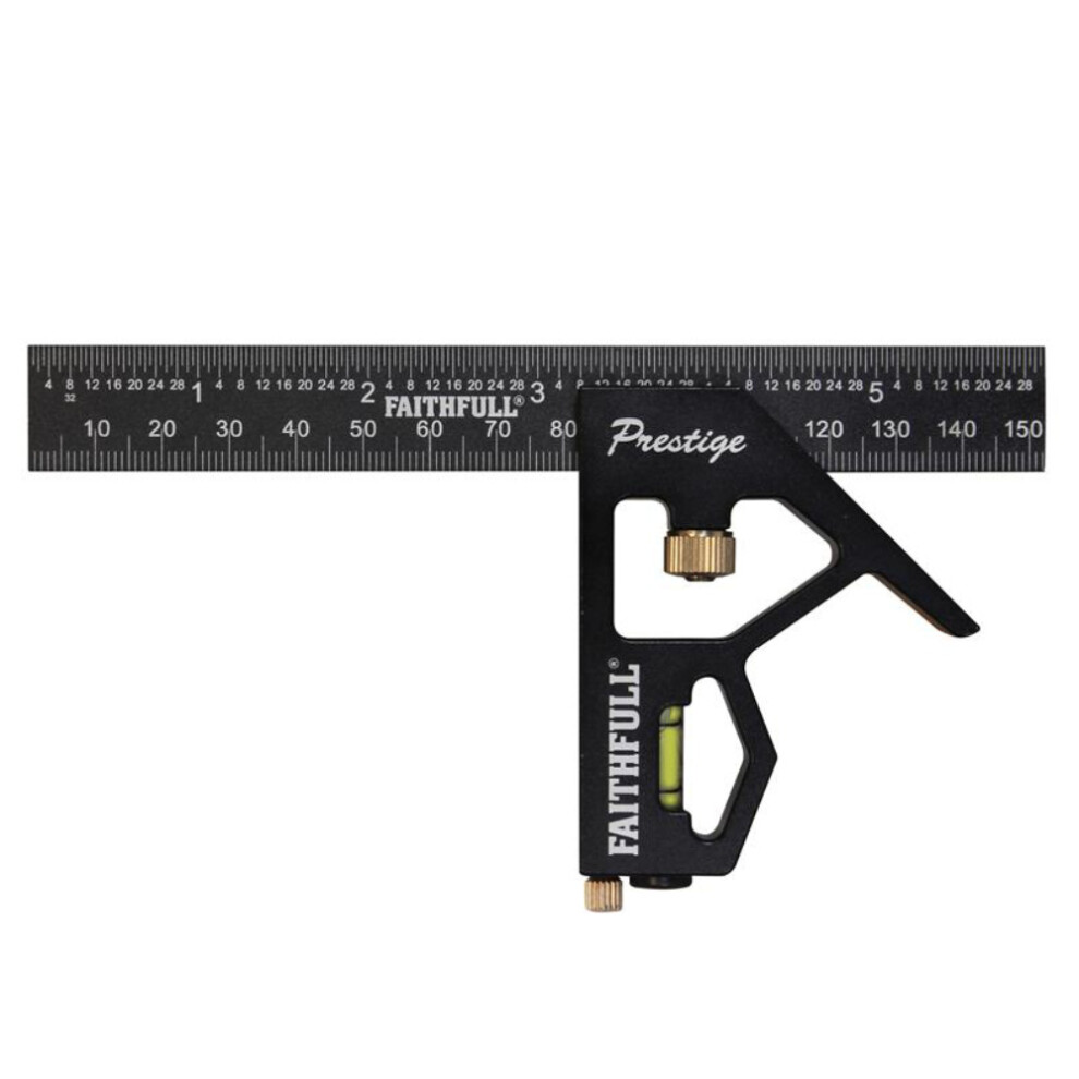 Faithfull Prestige Aluminium Combination Square (Black) - 150Mm (6In) Black