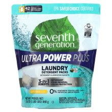 Seventh Generation, Pesuaine Pakkaukset, Ultra Power Plus, Fresh Citrus, 42 Pakkausta, 29.6 oz (840 g)