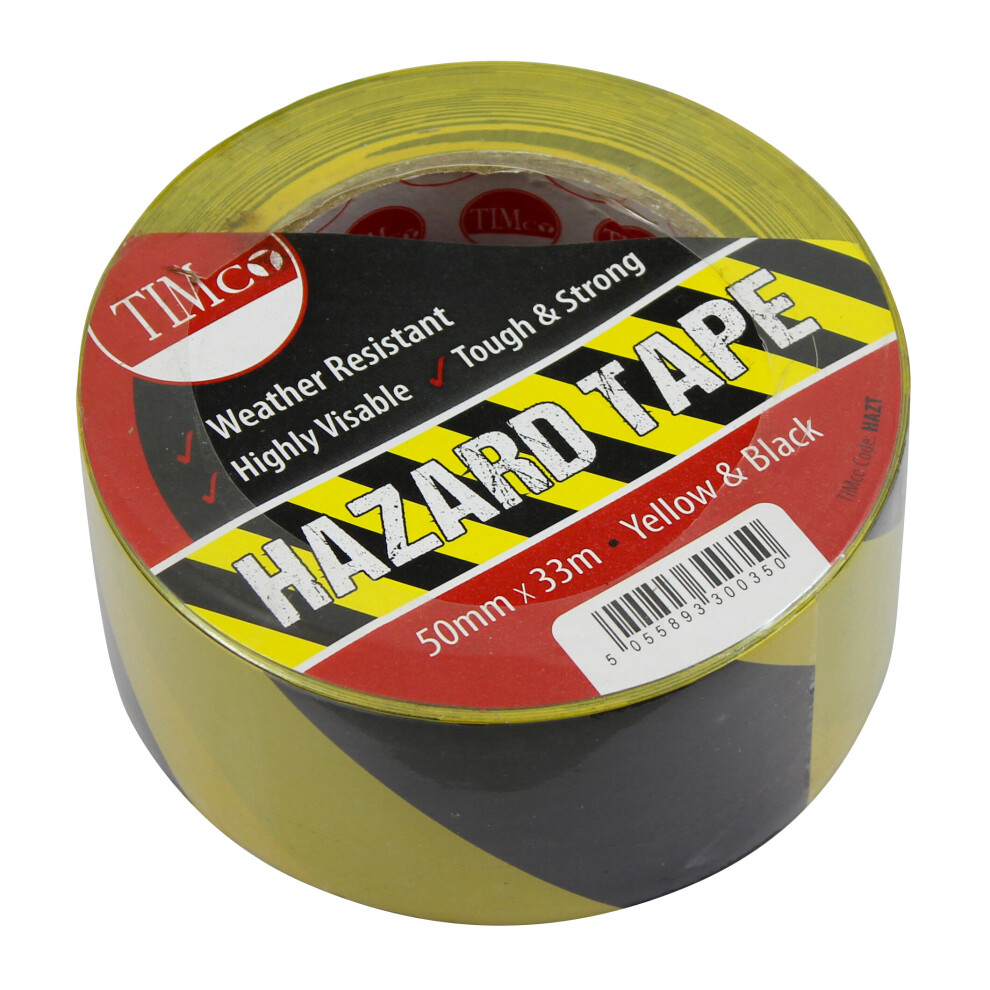 TIMco Hazard Tape Yellow & Black 33m x 50mm