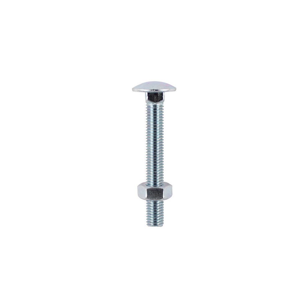 Timco Steel Dome Head Carriage Bolts With Hex Nuts (Silver) - M10 X 50Mm (45 Pack Bag)