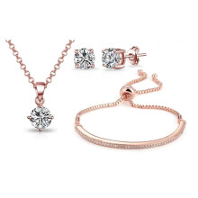 Rose Gold Plated Friendship Set Created with Zircondia Crystals