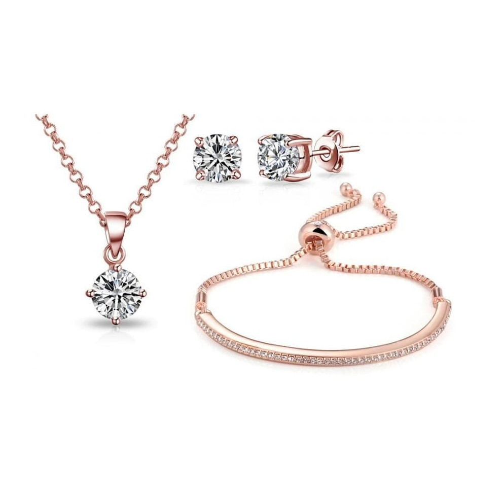 Rose Gold Plated Friendship Set Created with Zircondia Crystals