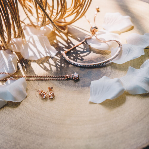 Philip Jones Jewellery Rose Gold Plated Friendship Set Created with Zircondia Crystals 2