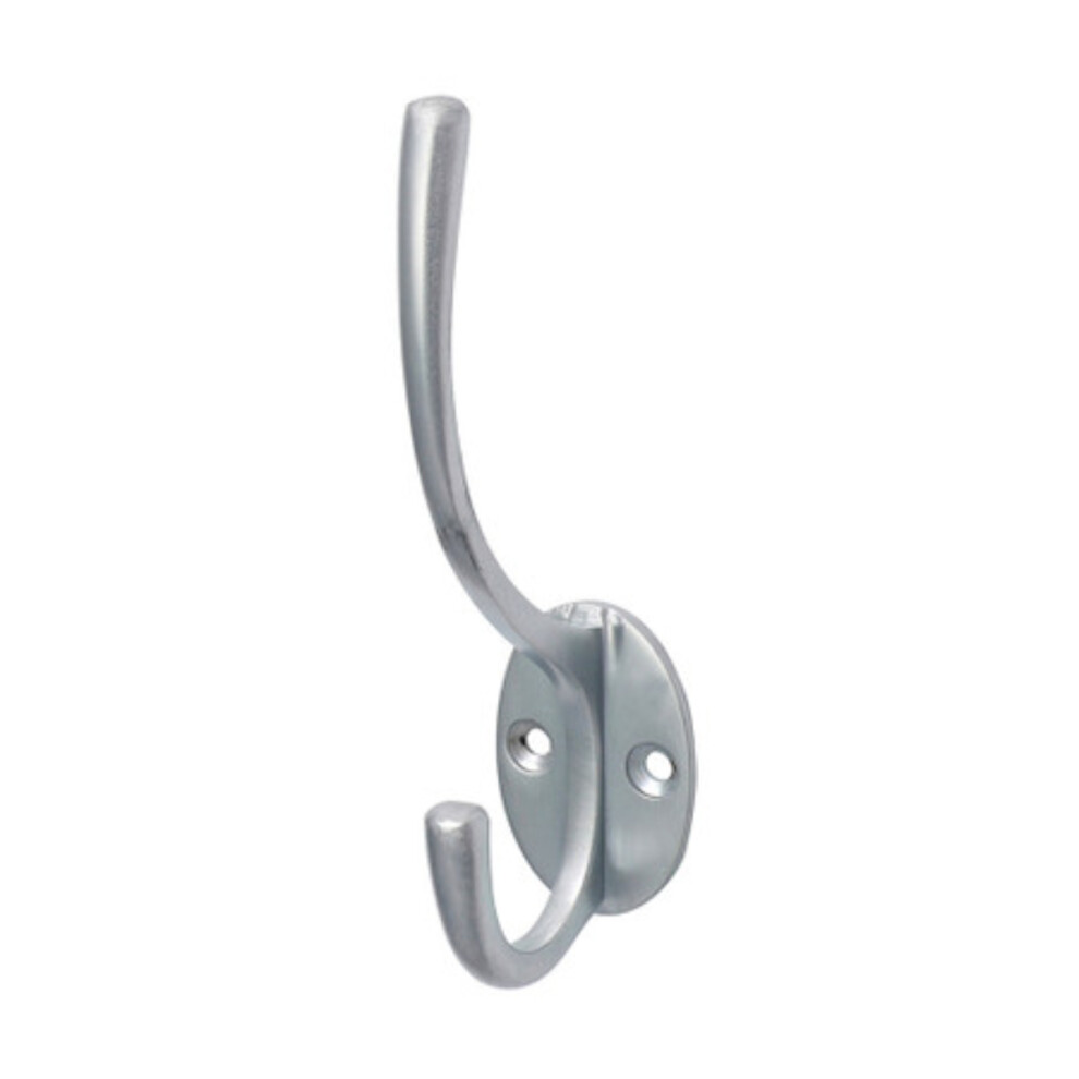 Timco Hat & Coat Hook Satin Chrome - 125 x 32mm (1 Pack Bag)