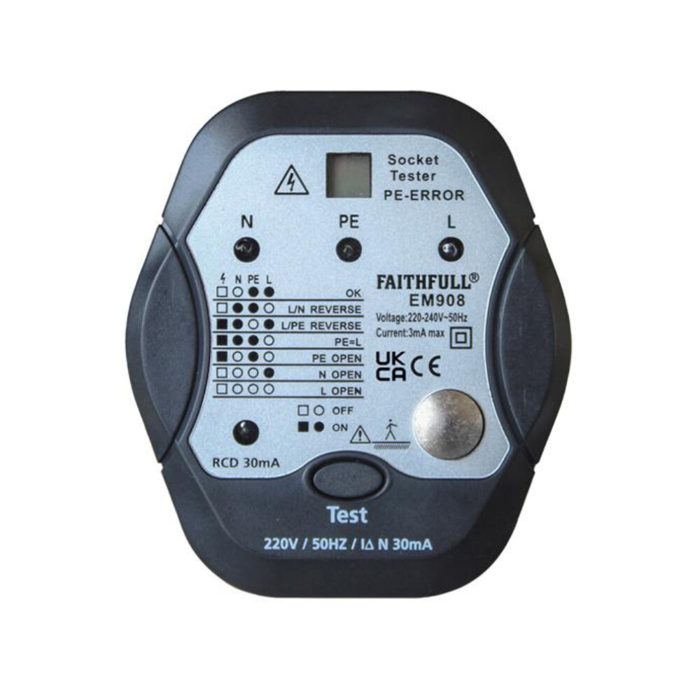 Faithfull Socket Polarity Tester with RCD Test Function