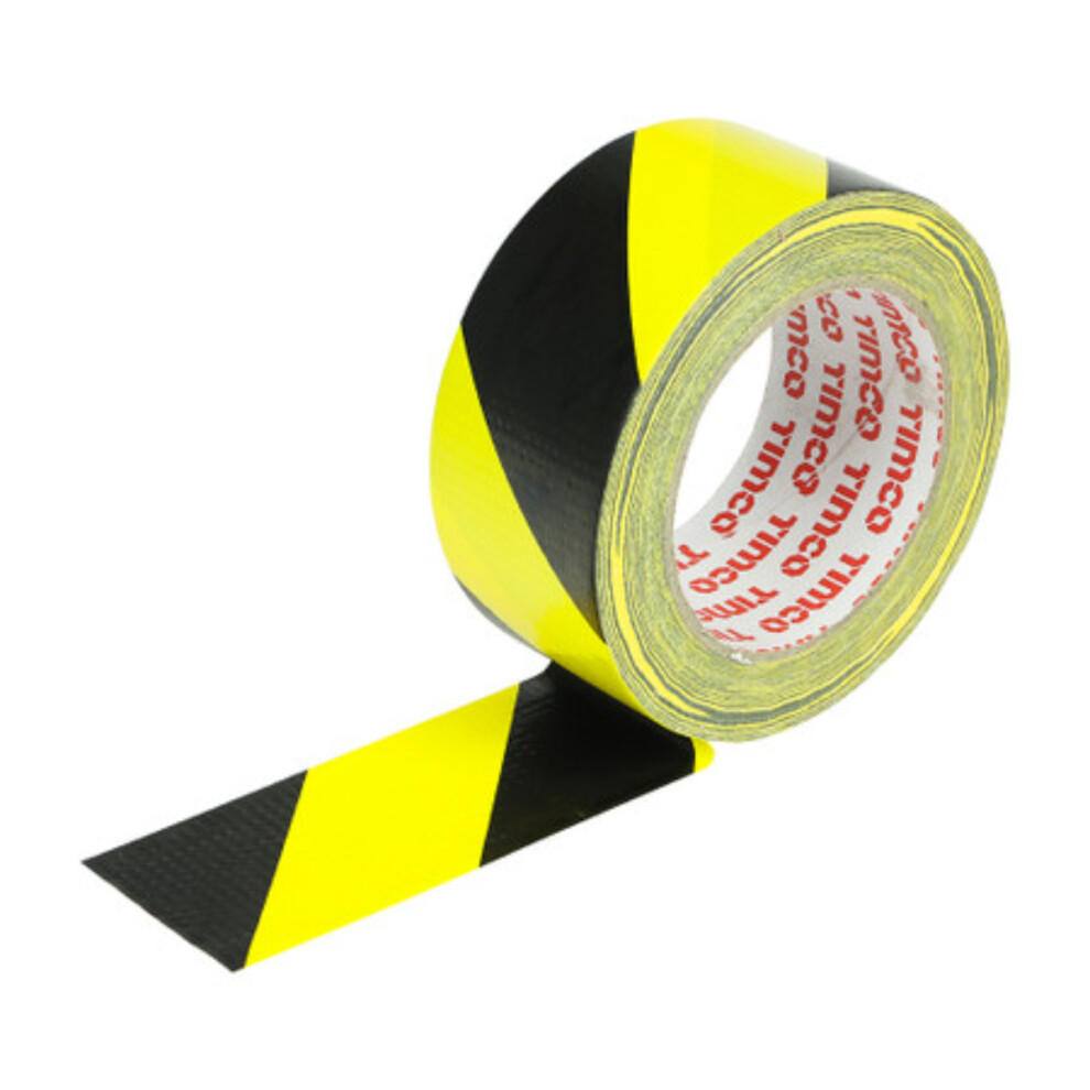 Timco Hazard Warning Cloth Tape Yellow And Black - 33m X 50mm (1 Pack Roll)