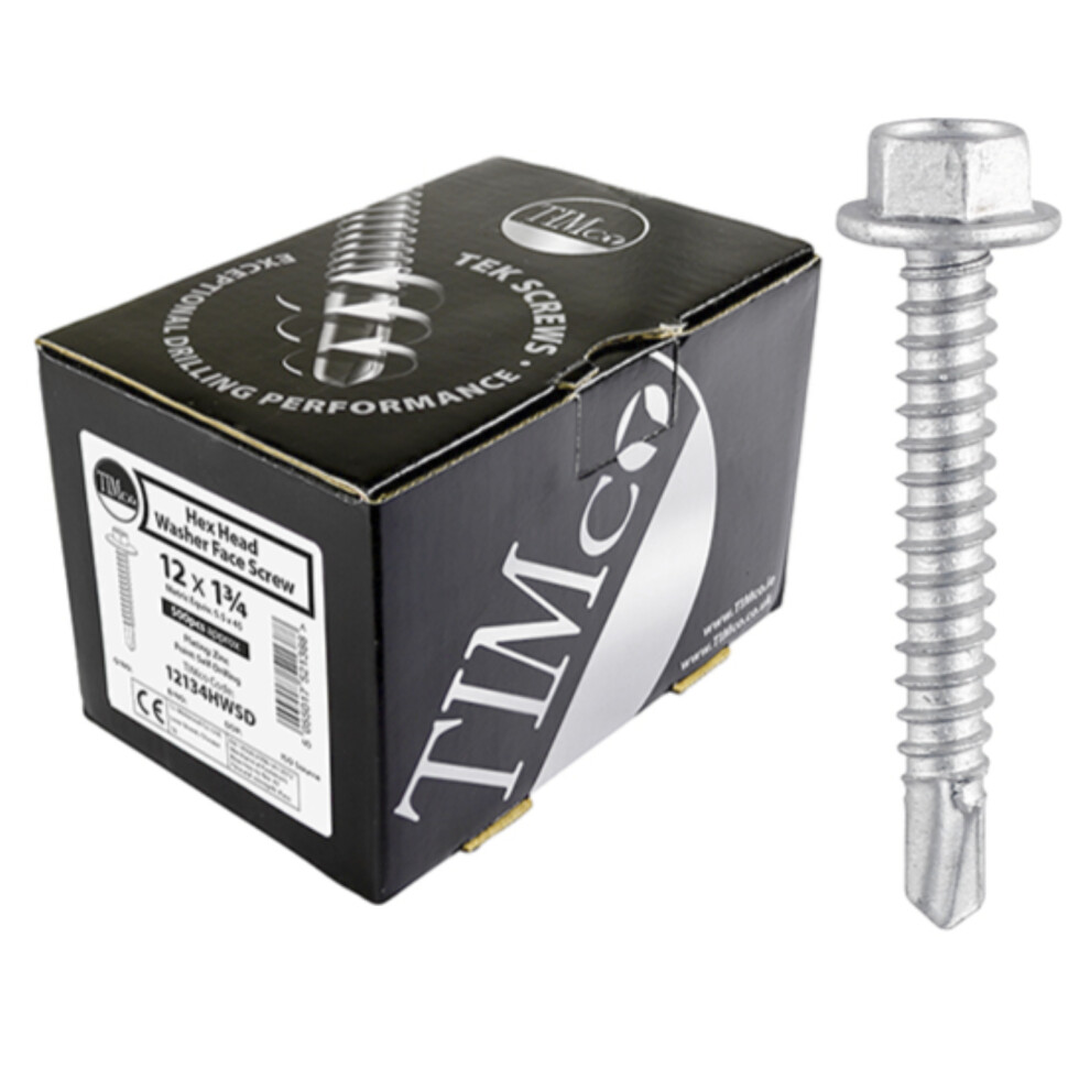 Timco Self Drilling Hex Head Roofing Screws For Light Section Steel (Silver) - 5.5 X 32Mm (500 Pack Box) 5055017521364