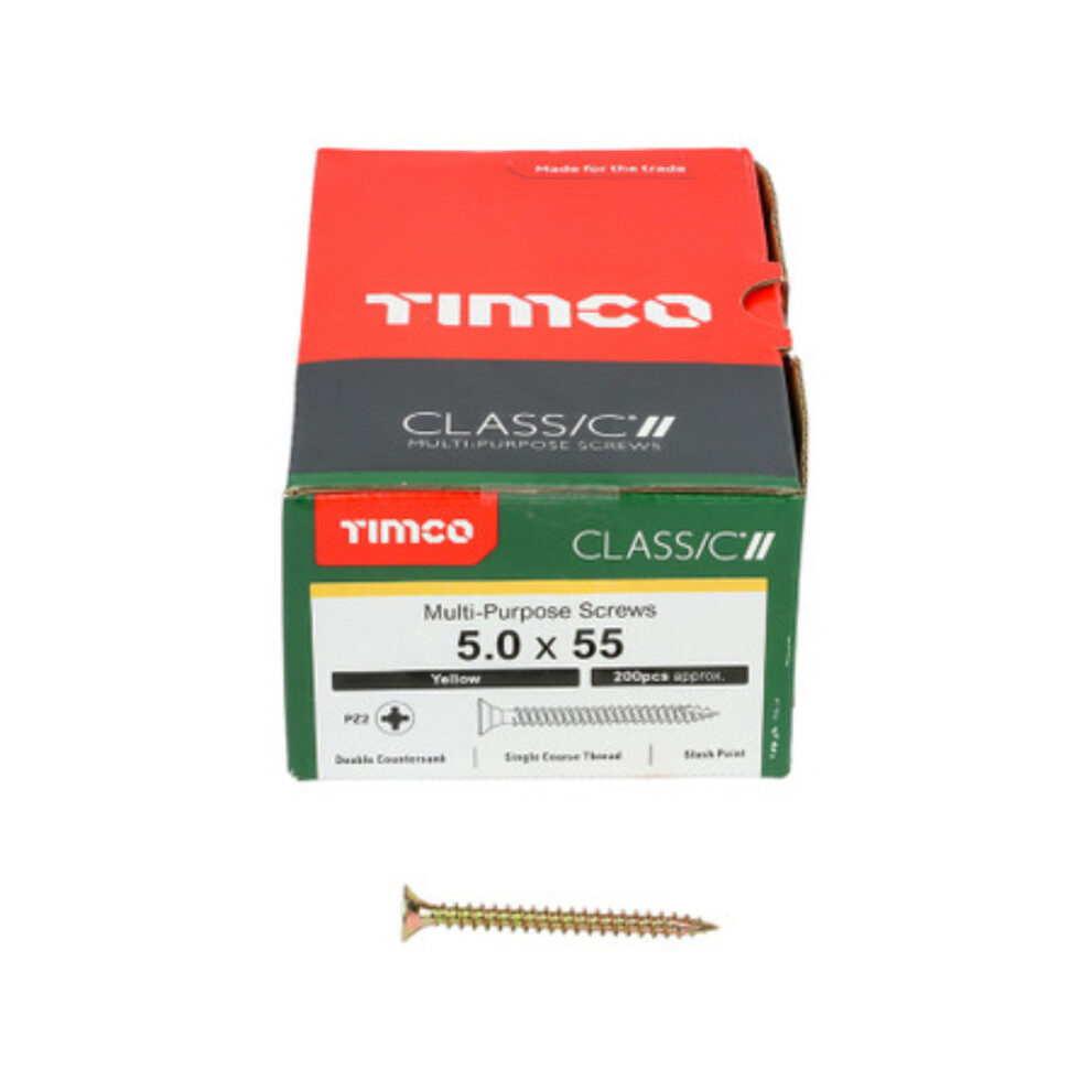 Timco Classic Multi-Purpose Double Countersunk Gold Woodscrews - 5.0 x 55