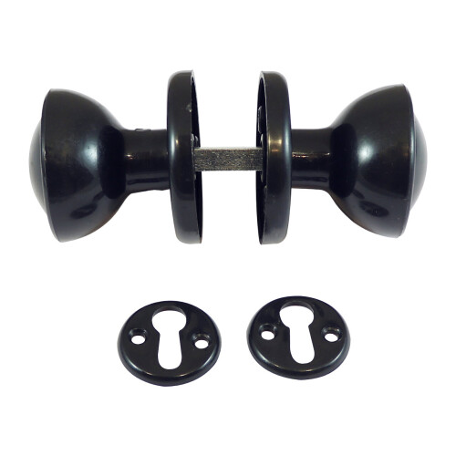 Taurus Plastic Rim / Mortice Knob Set 50mm Epoxy Black (1 Pack)