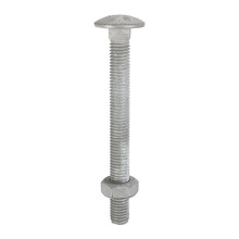 Timco Galvanised Steel Dome Head Carriage Bolts & Hex Nuts (Silver) - M12 x 200mm (10 Pack Box)
