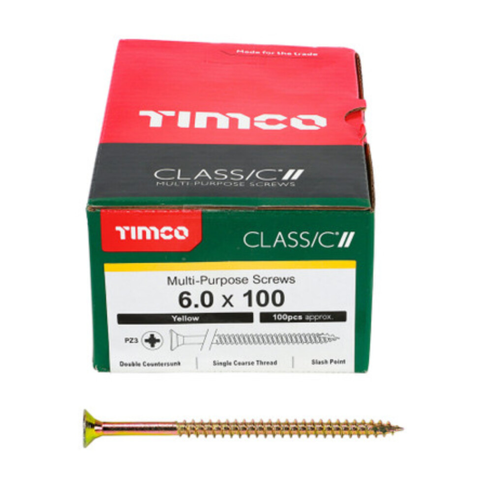 Timco Classic Multi-Purpose Double Countersunk Woodscrews - 6.0 X 100 Gold