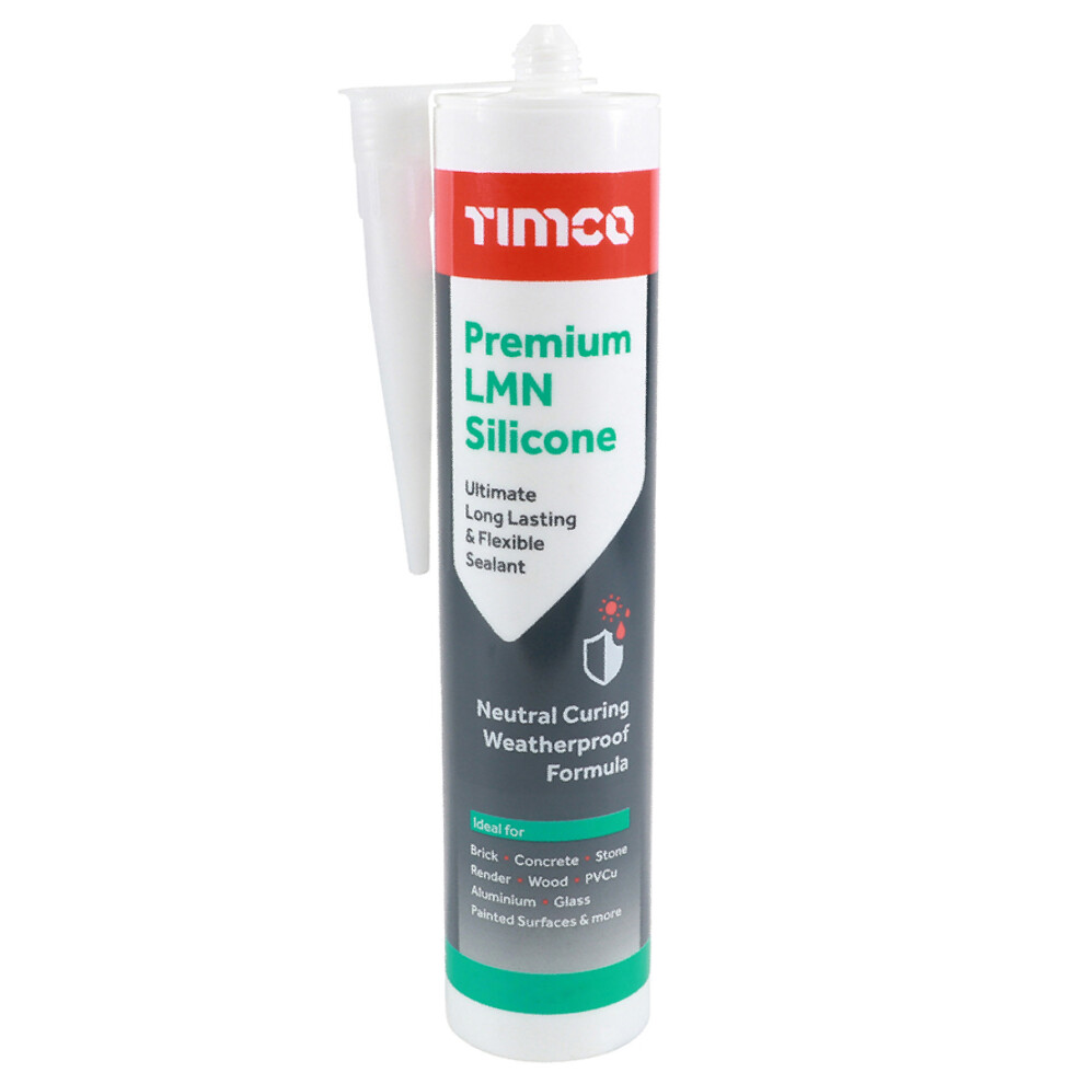 Timco Premium LMN Silicone Sealant White 300ml (1 Cartridge)