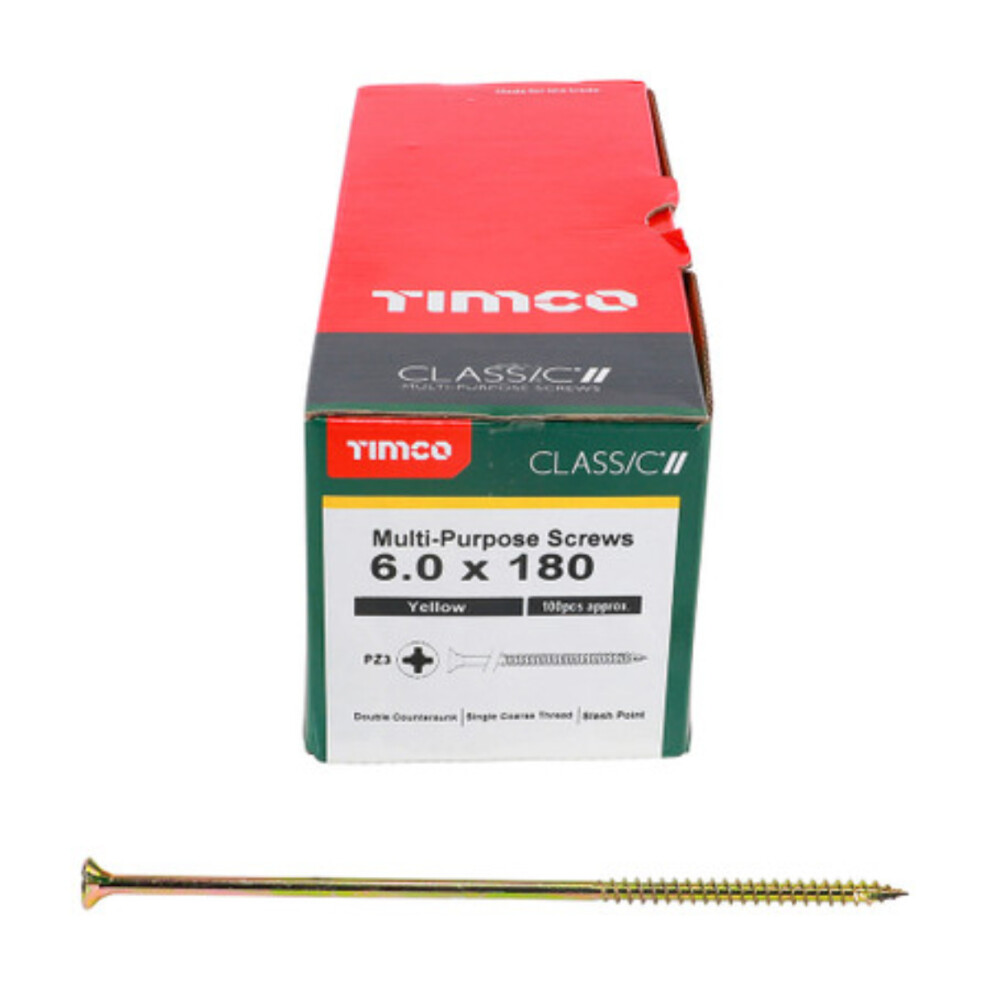 Timco Classic Multi-Purpose Double Countersunk Gold Woodscrews - 6.0 x 180