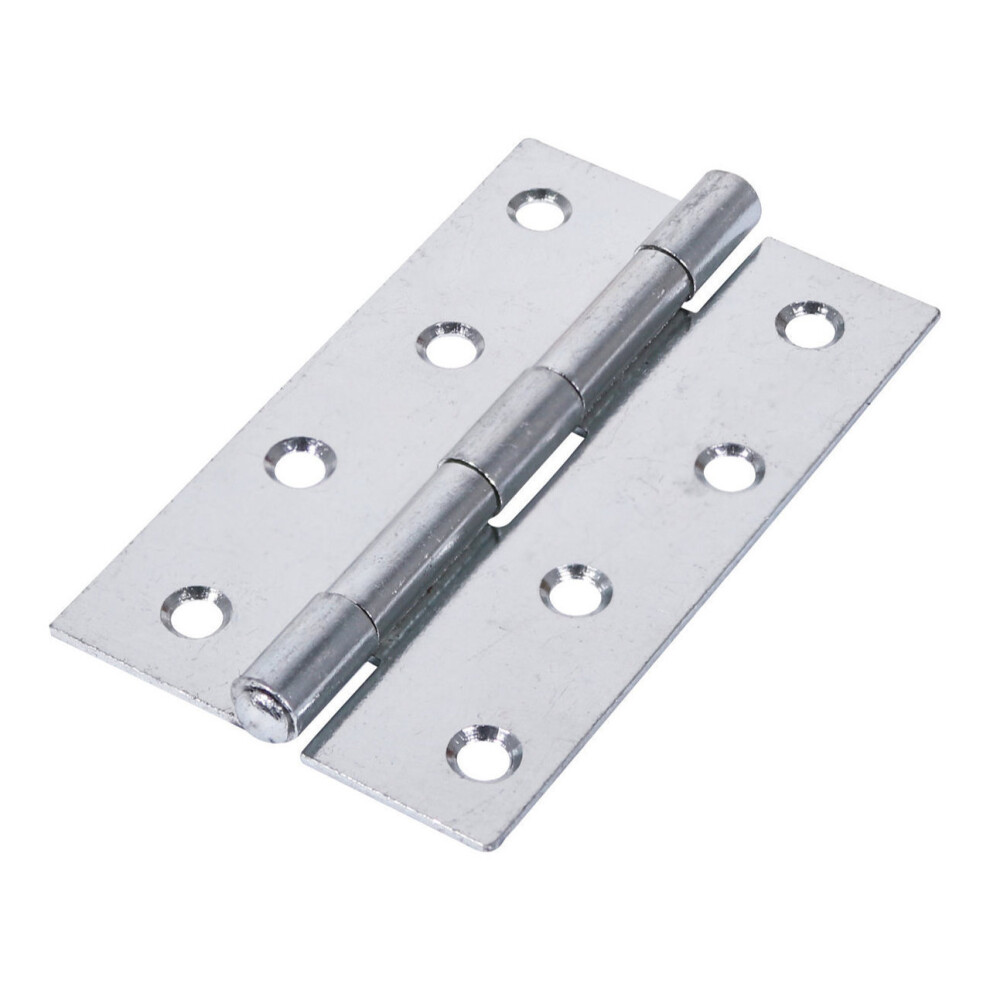 Timco Steel Narrow Pattern Uncranked Fixed Pin Butt Hinge - 100 x 58 x 1.5mm (Bright Zinc) (2 Pack)