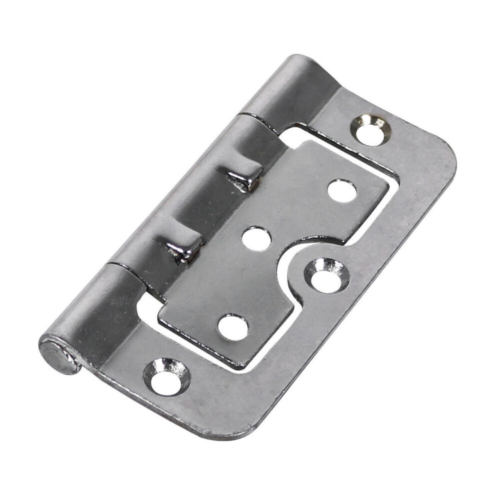 Timco Steel 104 Pattern Radius Corner Fixed Pin Hurlinge Hinge - 75 X 55 X 1.5mm (Polished Chrome) (2 Pack)