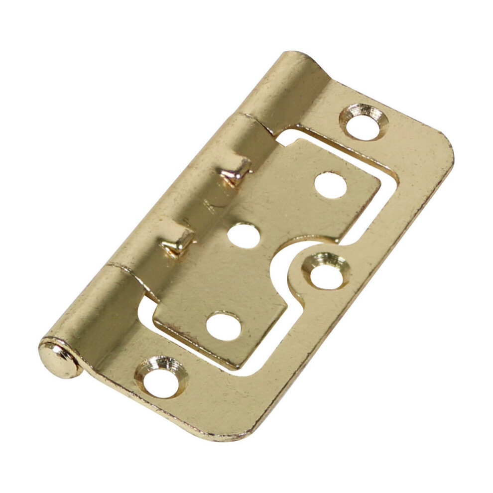 Timco Steel 104 Pattern Radius Corner Fixed Pin Hurlinge Hinge - 75 x 55 x 1.5mm (Electro Brass) (2 Pack)