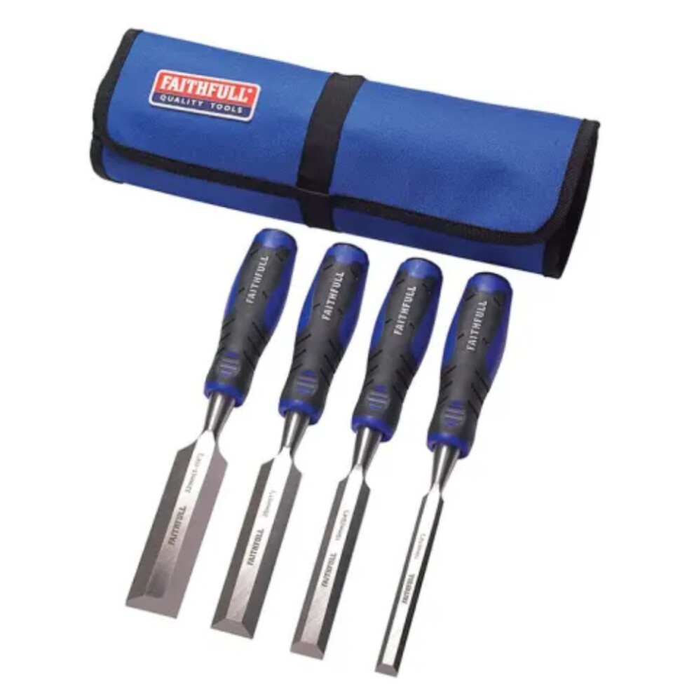 Faithfull Soft Grip Chisel Set in Fabricl Roll (4 Piece)