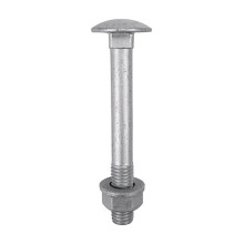 Timco Steel Dome Head Carriage Bolts with Hex Nuts & Form A Washers (Silver) - M10 x 130mm (10 Pack Bag)