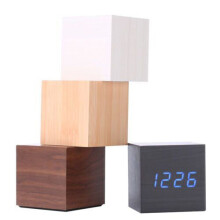 (Bamboo) Wooden Wood Digital LED Desk Alarm Clock