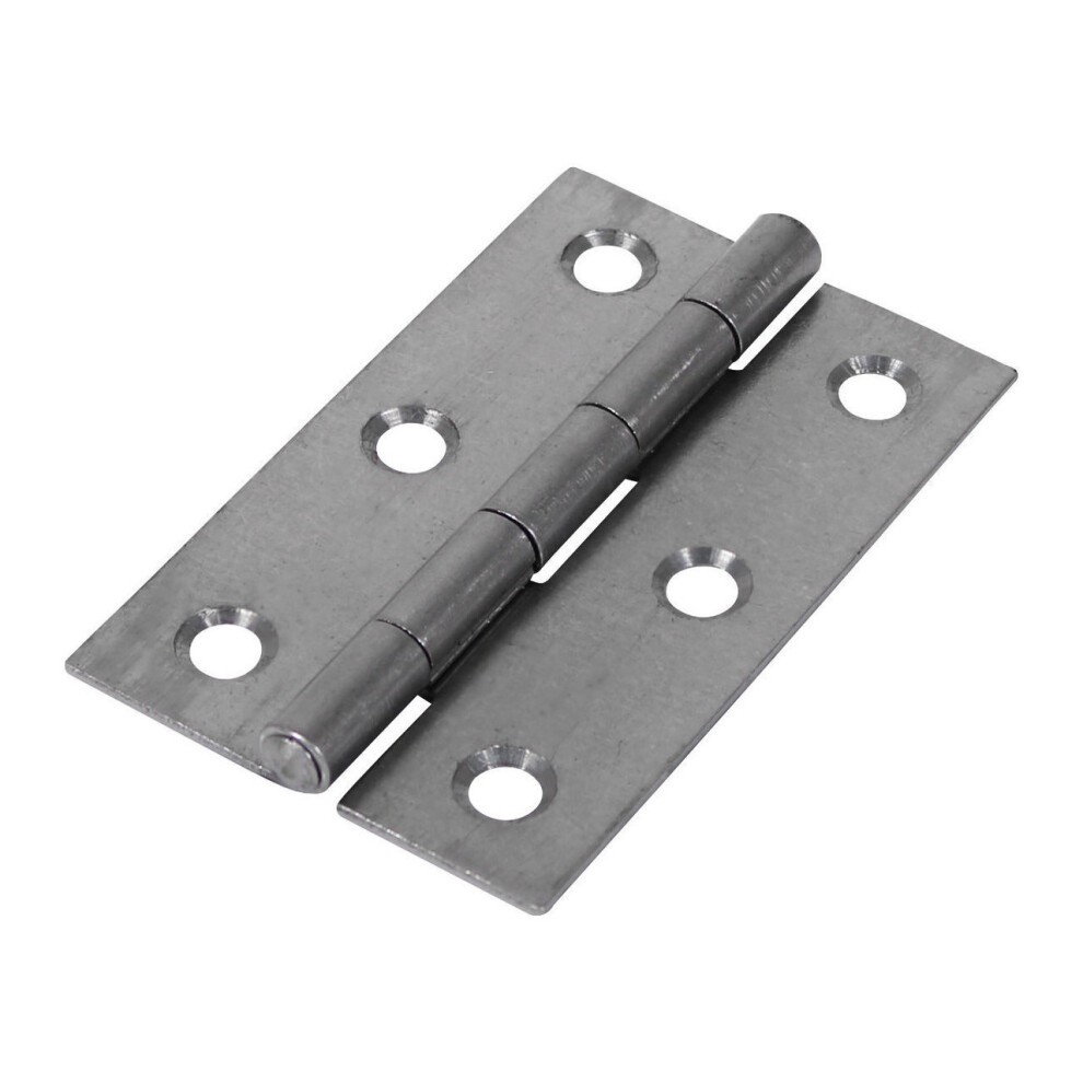 Timco Steel Narrow Pattern Uncranked Fixed Pin Butt Hinge - 75 x 48 x 1.5mm (Self Coloured) (2 Pack)