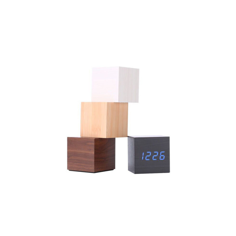 (White) Wooden Wood Digital LED Desk Alarm Clock