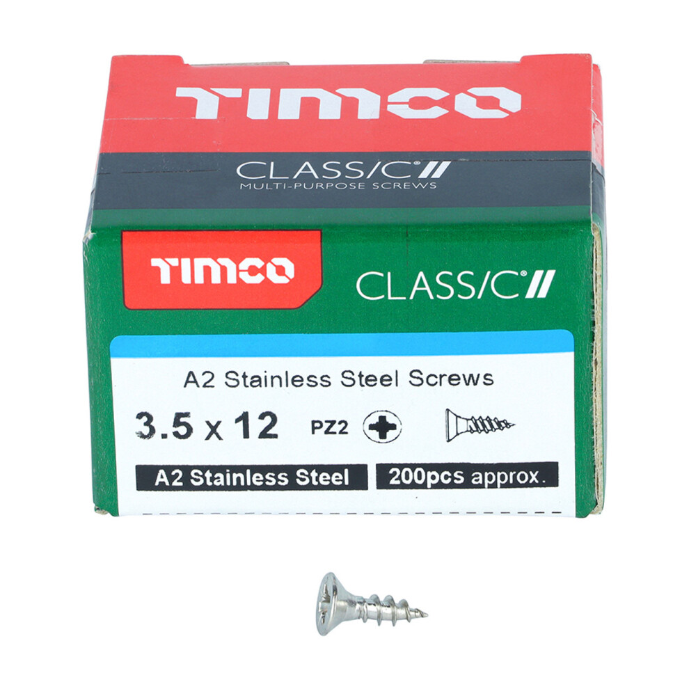 Timco Multi-Purpose Double Countersunk Stainless Steel Screw - 3.5 x 12mm ( 200 Box )