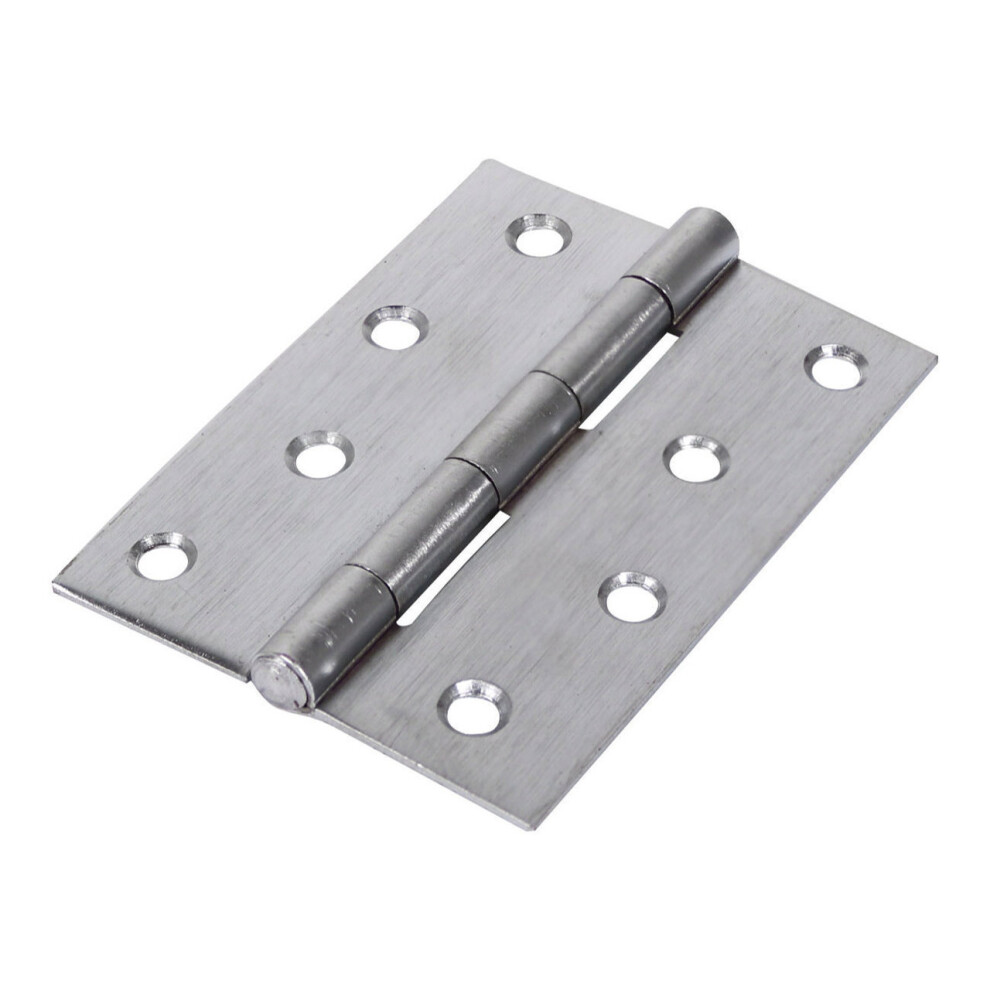 Timco Steel 1838 Pattern Fixed Pin Butt Hinge - 100 x 70 x 1.7mm (Satin Chrome) (2 Pack)