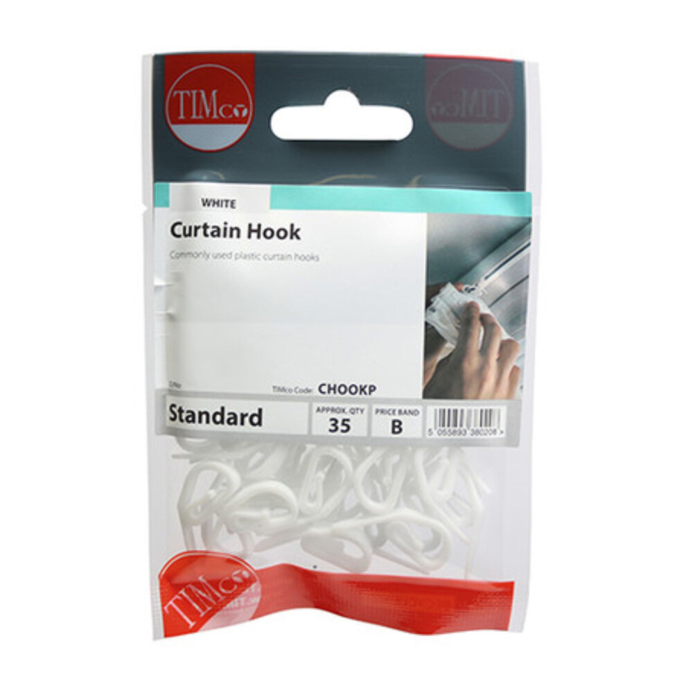 Timco Plastic Curtain Hooks White - (35 Pack Bag)