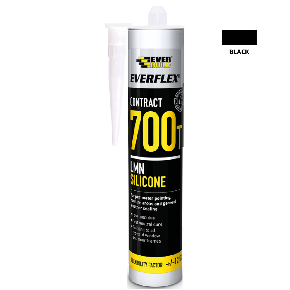 Everbuild Everflex Contract 700T LMN Silicone Sealant - Black (300ml)