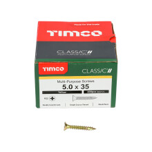 Timco Classic Multi-Purpose Double Countersunk Gold Woodscrews - 5.0 x 35