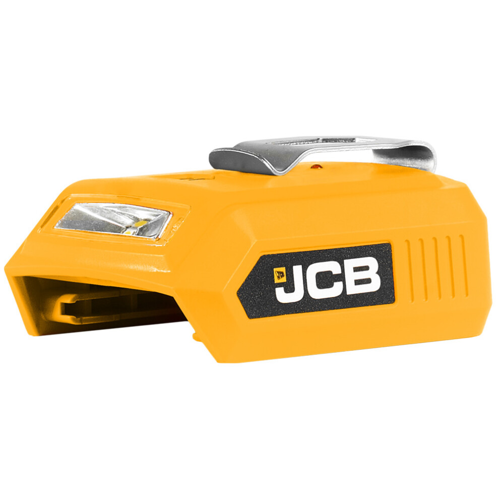 JCB 18V Cordless 60lm LED Light with 2x USB Charge Portal Power Adaptor