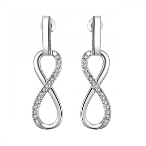 Philip Jones Jewellery Silver Plated Infinity Drop Earrings Created with Zircondia Crystals