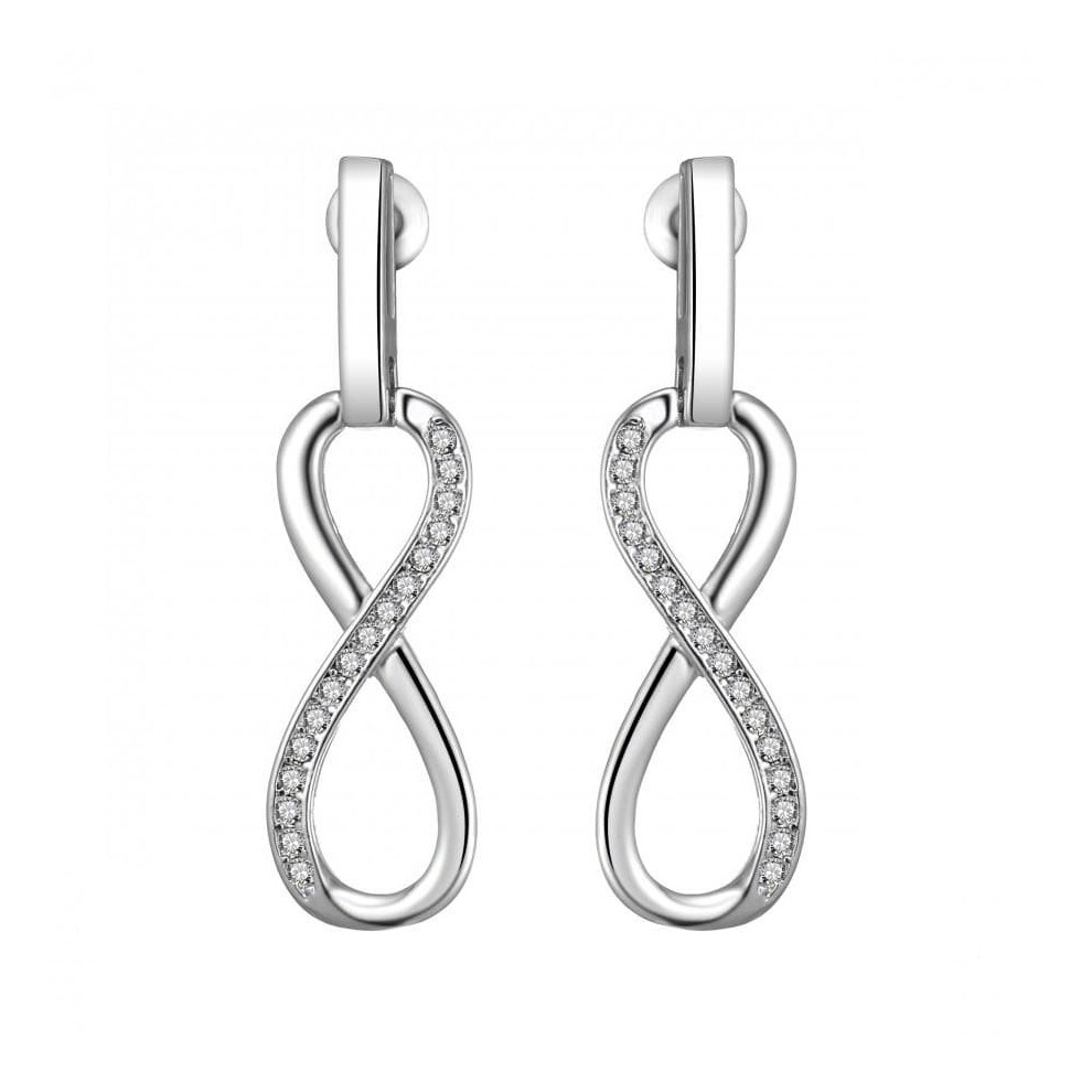 Silver Plated Infinity Drop Earrings Created with Zircondia Crystals