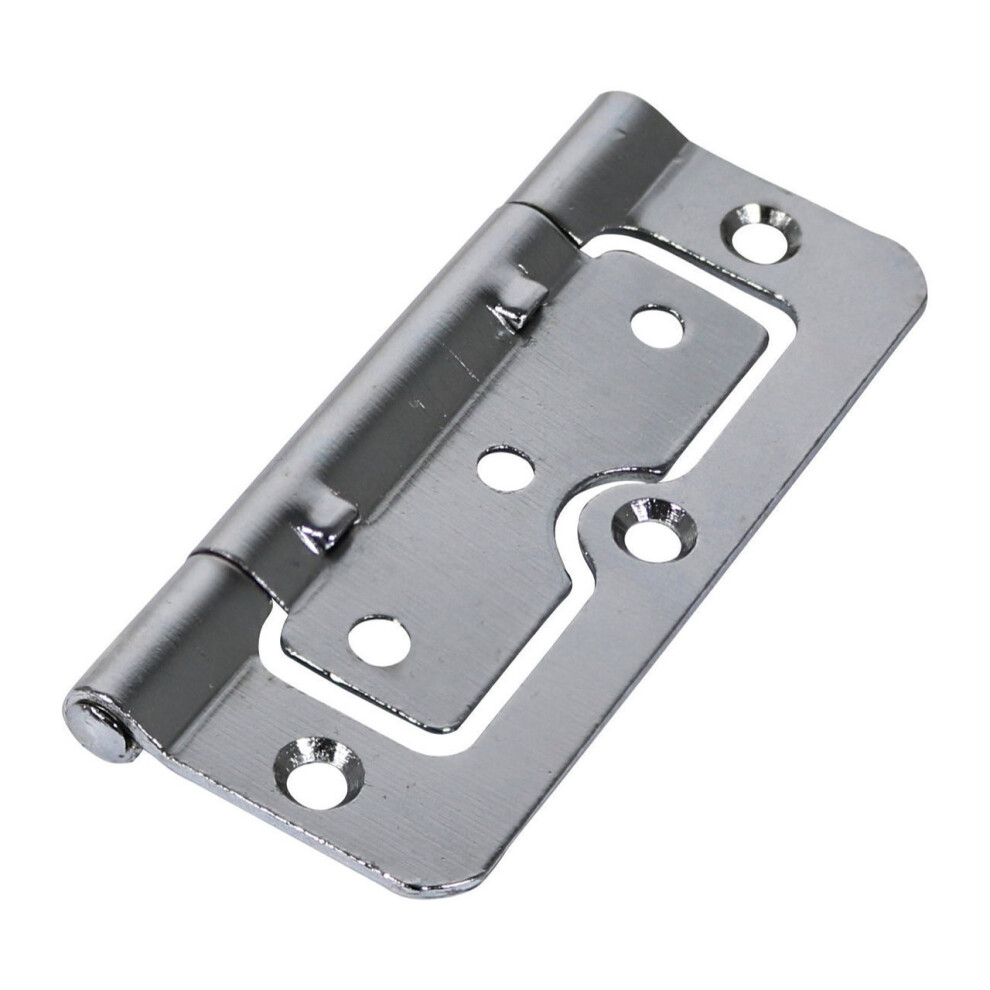 Timco Steel 104 Pattern Radius Corner Fixed Pin Hurlinge Hinge - 101 x 66 x 2mm (Polished Chrome) (2 Pack)