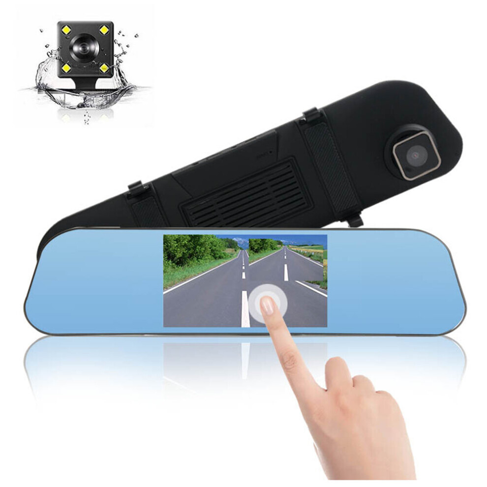 X600 Car DVR 1080P Night Vision 5 Inch with Touch Dual Lens Rearview Mirror Dash Cam Camera Video Recorder Auto Registrar Dashcam-image-OPC-PBNTK5M-NEW
