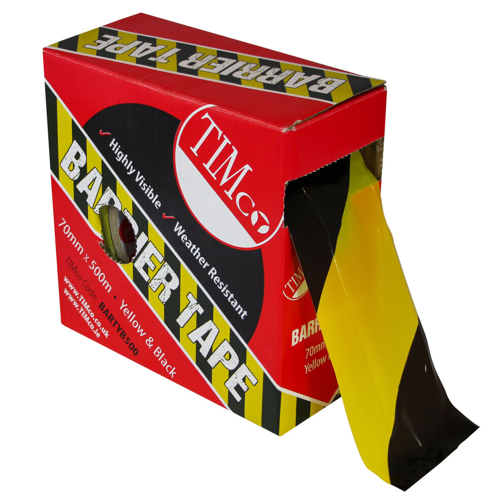 TIMco Barrier Tape Yellow & Black 500m x 70mm