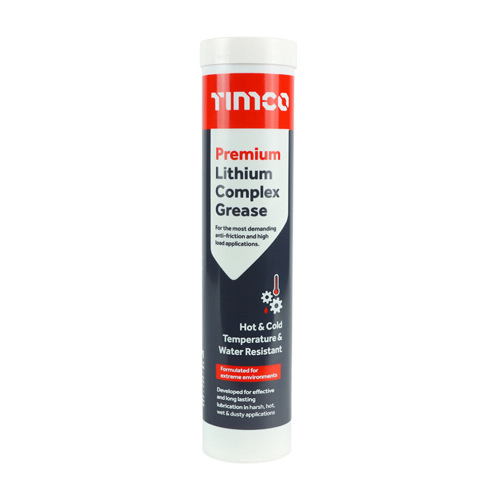 Timco Premium Lithium Complex Grease, High Pressure, Very High Temperature Grease Cartridge - 400G (1 Pack Cartridge) Red