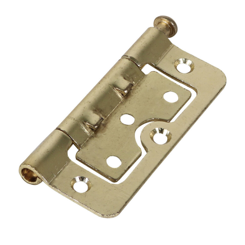 Timco Steel 104Z Pattern Radius Corner Loose Pin Hurlinge Hinge - 75 x 52 x 1.5mm (Electro Brass) (2 Pack)