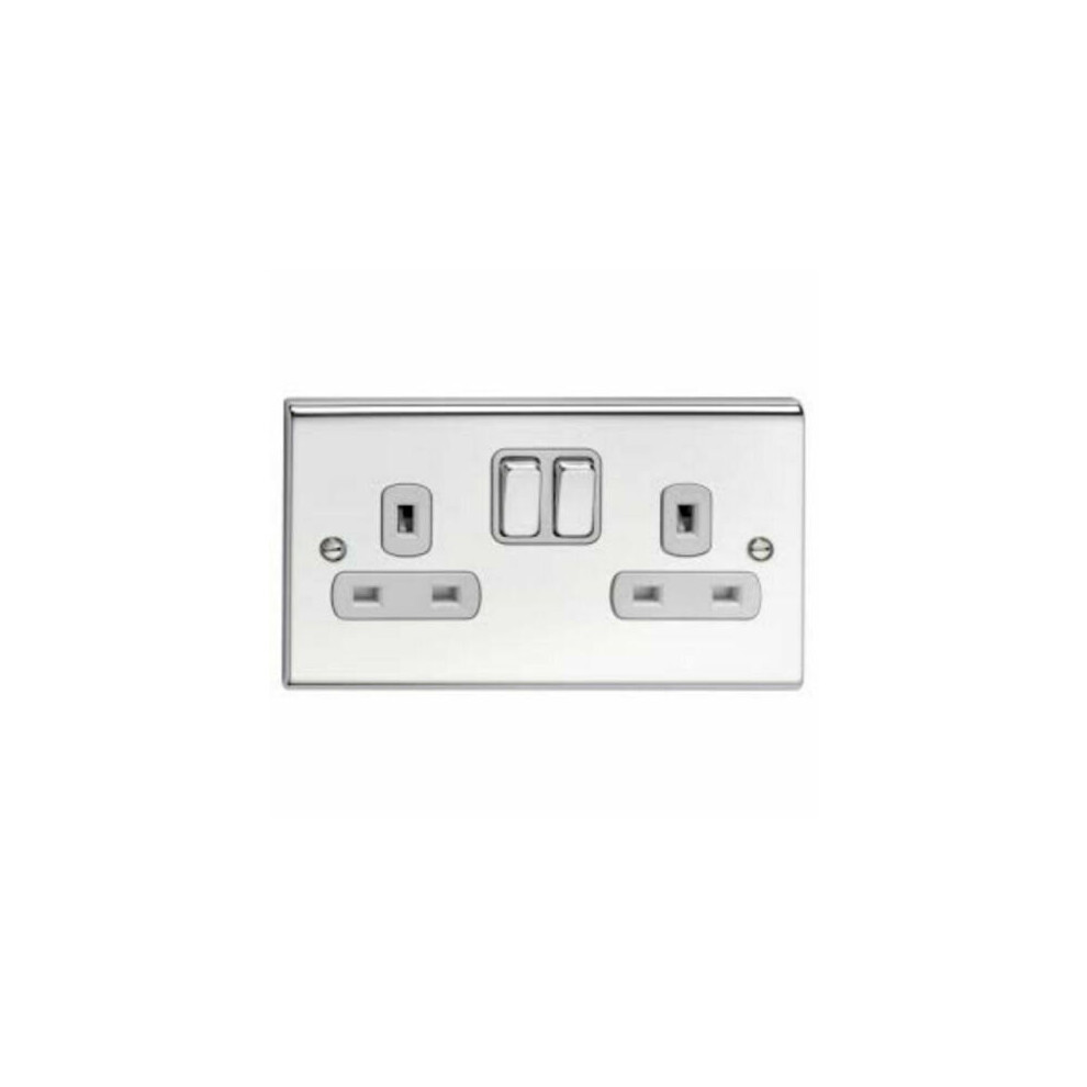 Deta Sd1209chw Switched Socket Outlet 13 Amp - 2 Gang Polished Chrome 5016211208352