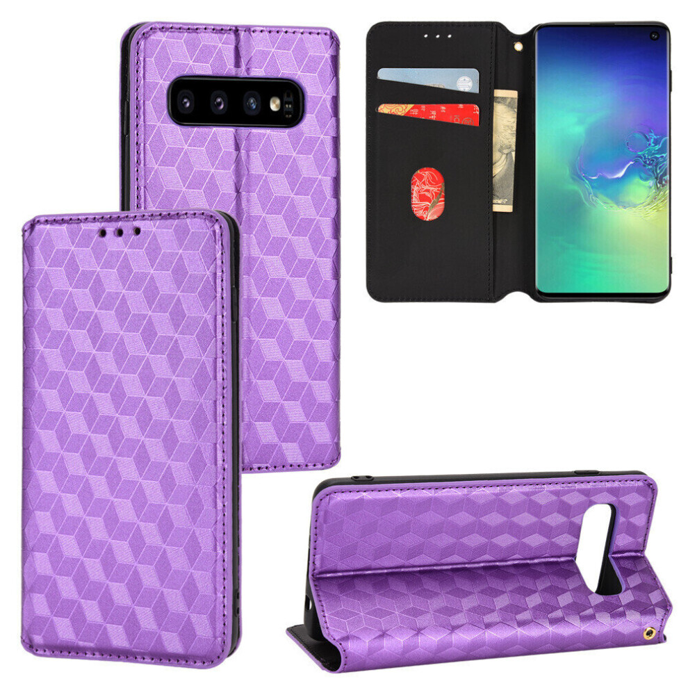 (Purple) Case for Samsung Galaxy S10 Card Holder Flap Functional PU Leather Flip Wallet Cover Compatible with Samsung Galaxy S10 Case