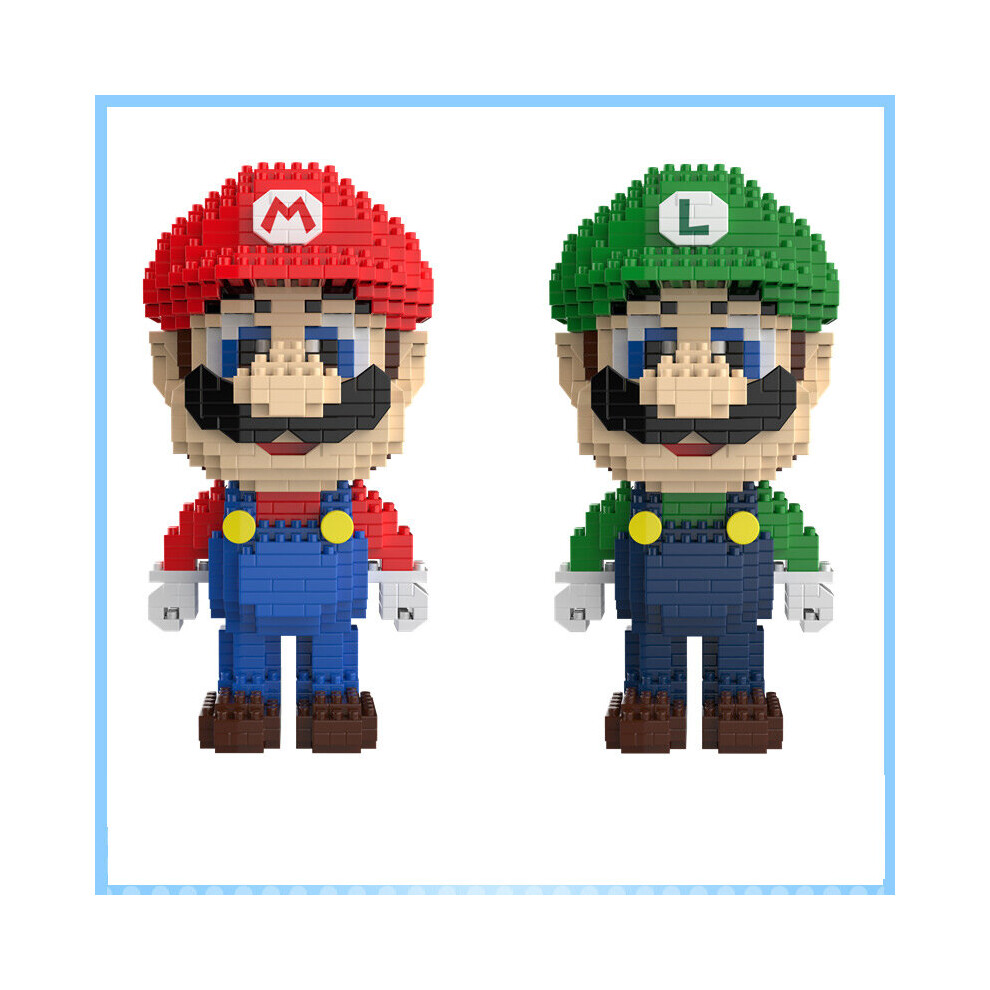 2PCS Super Mario Luigi Building Blocks Puzzle Micro 3D Figures Brick Toys