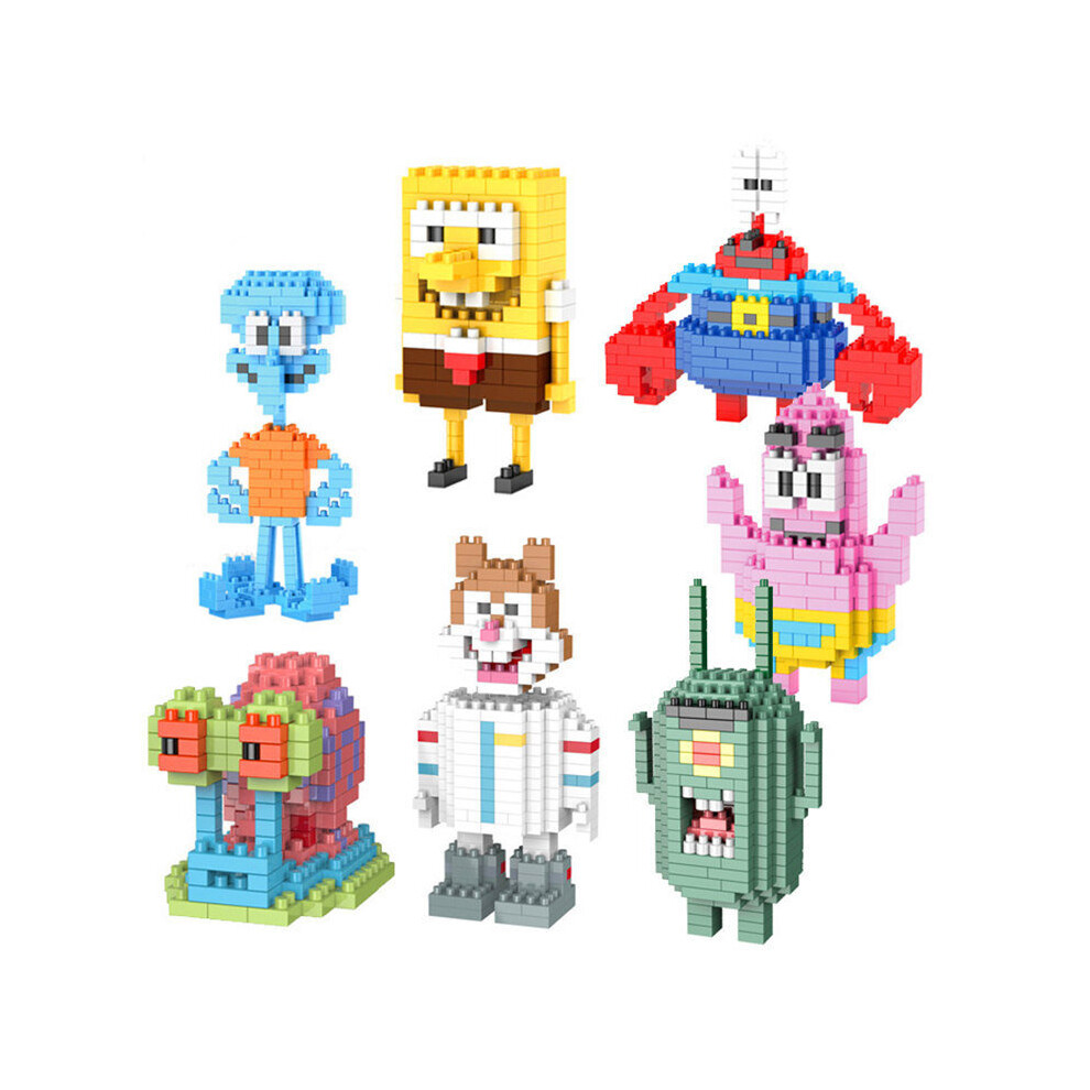 7pcs Building Blocks SpongeBob SquarePants Kids Figure Toy Bricks