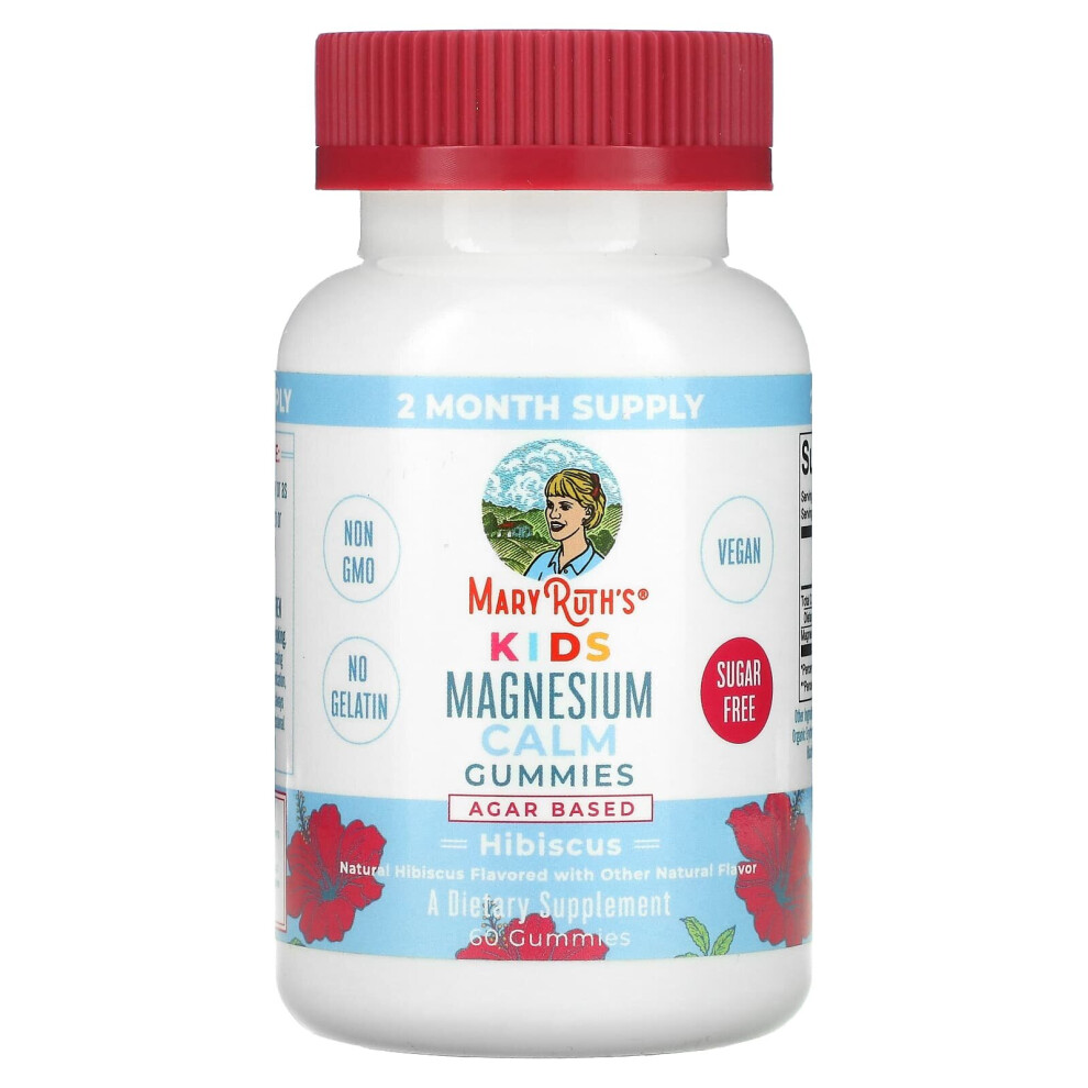 MaryRuth Organics, Kids Magnesium Calm Gummies, Hibiscus, 60 Gummies