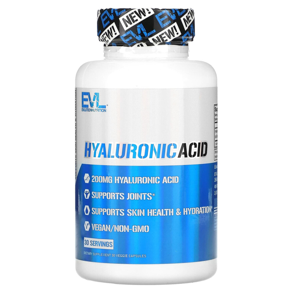 Evlution Nutrition , Hyaluronic Acid, 200 Mg, 30 Veggie Capsules