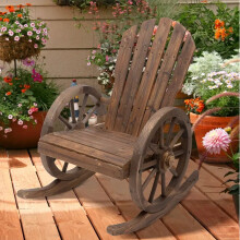 Garden Rocking Chair Rustic Wooden Seat Adirondack Outdoor Patio Sun Lounger