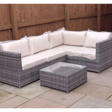 Garden Rattan Furniture Outdoor Wicker Patio Sofa Couch Set Cushion Glass Table